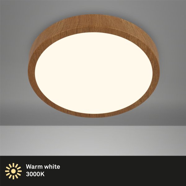 Deckenleuchte Briloner LED Holzoptik Aufbauleuchte 38 cm Deckenlampe