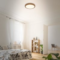 B-KartonageDeckenleuchte Briloner LED Holzoptik Aufbauleuchte 38 cm Deckenlampe