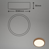 B-KartonageDeckenleuchte Briloner LED Holzoptik Aufbauleuchte 38 cm Deckenlampe