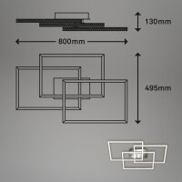 Deckenleuchte Briloner Frame LED 57W 80CM Deckenlampe Glitzereffekt Dimmbar 3000K