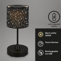 Tischleuchte Briloner Akku Tischlampe LED 3W schwarz...