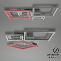 LED Deckenleuchte Frame, Alu / Chrom, 38 Watt, dimmbar, schwenkbar, 53 x 53 x 8 cm – Briloner