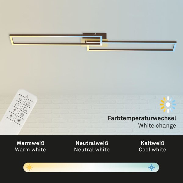 B-Kartonage Deckenleuchte Briloner Frame LED Gold-Braun Deckenlampe Fernbedienung  Lichtfarbe wählbar