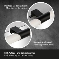 Spiegelleuchte Briloner 12 Watt LED Schwarz 47 cm Wandleuchte Badlampe 2in1 Montage