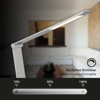 Tischleuchte Briloner LED 6,5W 45CM Tischlampe Dimmbar CCT Touch USB Schwenkbar Büroleuchte Silber