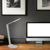 Tischleuchte Briloner LED 6,5W 45CM Tischlampe Dimmbar CCT Touch USB Schwenkbar Büroleuchte Silber