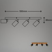 Deckenleuchte Briloner 4xGU10-Fassung Deckenlampe Holz Spot Schwenkbar Strahler Schwarz