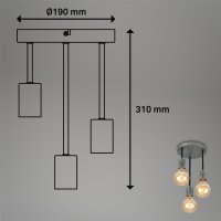 Deckenleuchte Briloner 3xE27-Fassung Ø 19CM Deckenlampe Retro Design Rund Antik-Silber