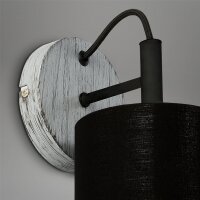 Wandlampe Wandleuchte, Antik-Silber / Schwarz, 25 Watt, E14-Fassung, Textil – Briloner