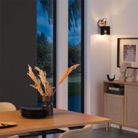 Wandlampe Wandleuchte, Antik-Silber / Schwarz, 25 Watt, E14-Fassung, Textil – Briloner