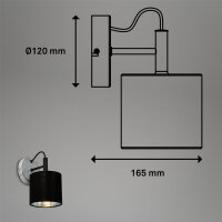 Wandlampe Wandleuchte, Antik-Silber / Schwarz, 25 Watt, E14-Fassung, Textil – Briloner