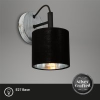 Wandleuchte Briloner E14-Fassung Ø 12CM Wandlampe Textilschirm Metall Antik-Silber