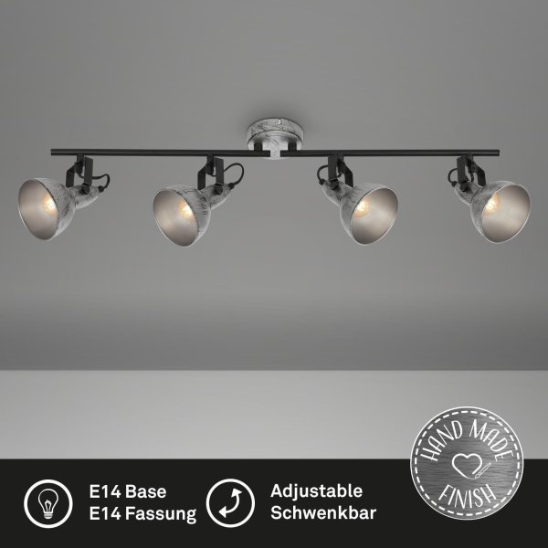 Deckenleuchte Briloner 4xE14 79,5CM Deckenlampe Schwenkbar Strahler Metall Spot Antik-Silber