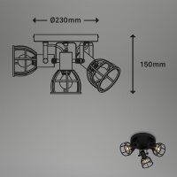 3-flammiger Deckenspot Strahler, Schwarz, 3x25W, Ø 23 cm – Briloner