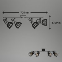 Strahler Briloner Deckenleuchte Spot schwarz Deckenlampe 4-flammig