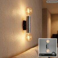 Wandleuchte Retro, Silber-Antik, 2x60W, E27-Fassung, 8 x...