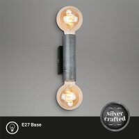 Wandleuchte Retro, Silber-Antik, 2x60W, E27-Fassung, 8 x 6 x 16 cm – Briloner
