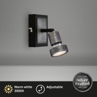 Wandstrahler, Silber-Antik, 4,9 Watt, schwenkbar, 8,5 x 7...