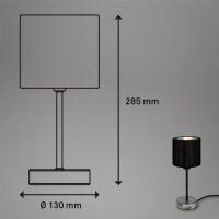 Briloner Tischleuchte 7737-014 – Retro-Nachttischlampe mit Textilschirm, Antik-Silber / Schwarz, E14, max. 25 W