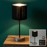 Tischleuchte, Antik-Silber / Schwarz, 25 Watt, E14-Fassung, Textil, IP20, 28,5 cm – Briloner