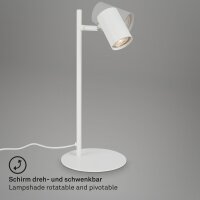 Schreibtischlampe Tischleuchte, Weiß, 9 Watt, GU10-Fassung, schwenkbar, Ø 17 cm – Briloner