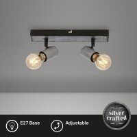 2-flammiger Deckenstrahler Spot, Antik-Silber, 2x60W...