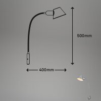 LED Wandleuchte Leselampe, Chrom matt, 10 Watt (exkl.), 8 x 55 cm – Briloner