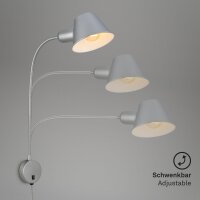 Wandlampe Leselampe, Chrom matt, 10 Watt, E27-Fassung, 8 x 55 cm – Briloner