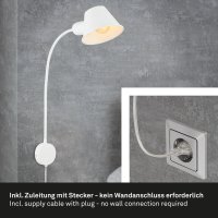 B-Kartonage Wandleuchte Briloner E27-Fassung 55CM Wandlampe Flexarm Steckerleuchte Kabelschalter Leselampe Weiß