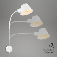 Wandleuchte Briloner E27-Fassung 55CM Wandlampe Flexarm Steckerleuchte Kabelschalter Leselampe Weiß