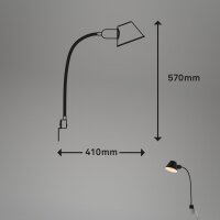 Wandleuchte Briloner E27-Fassung  Wandlampe Schwenkbar Flexarm Steckerleuchte Ø 14CM Bettlampe Schwarz