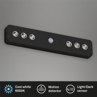 Akku-Sensorleuchte Lero, Schwarz, 6x0,08W, 6000K, mit Bewegungsmelder – Briloner