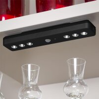 Akku-Sensorleuchte Lero, Schwarz, 6x0,08W, 6000K, mit Bewegungsmelder – Briloner