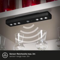 Akku-Sensorleuchte Lero, Schwarz, 6x0,08W, mit Bewegungsmelder, 21 x 4,2 x 2,3 cm – Briloner