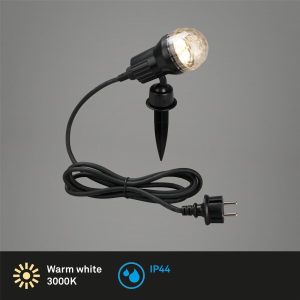 Außenleuchte Perle-Effekt Briloner LED Schwarz mit Erdspieß und Wandhalterung