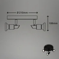 Badleuchte Briloner Badezimmerlampe LED GU10 14,4W 3-flammig Strahler Deckenleuchte IP44 Schwenkbar Spot Schwarz