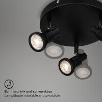 LED Deckenleuchte Badleuchte mit schwenkbaren Spots, Schwarz, 3x4,8W, 3000K – Briloner