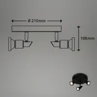 LED Deckenleuchte Badleuchte mit schwenkbaren Spots, Schwarz, 3x4,8W, 3000K – Briloner