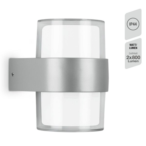 Telefunken LED Außenwandleuchte Up & Down 16W IP44 Silber