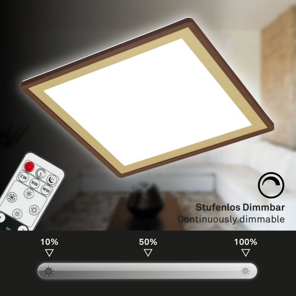 B-Kartonage Deckenleuchte Briloner LED Panel Braun-Gold Deckenlampe Fernbedienung Lichtfarbe verstellbar 42 cm