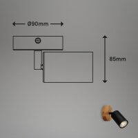 Wandstrahler, schwarz, GU10-Fassung, Holz, Ø 9 cm – Briloner