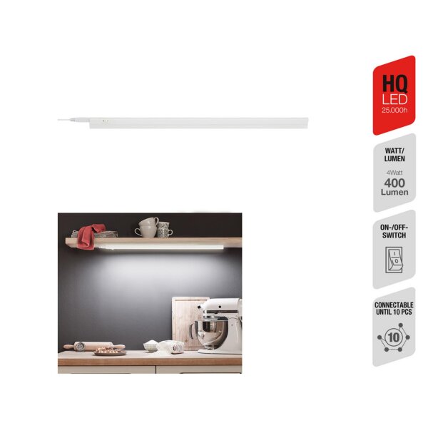 Unterbauleuchte, Weiß, 8 Watt, 800lm, 4000K, 57,3 x 2,2 x 3 cm – Telefunken