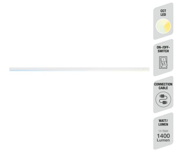 Unterbauleuchte Telefunken Unterbaulampe LED 14W 118,5CM CCT-Steuerung Schalter Verbindbar Weiß