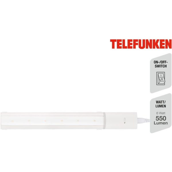 Unterbauleuchte Telefunken Unterbaulampe LED 6W 44CM 3000K Schalter Weiß