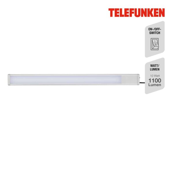 Unterbauleuchte Telefunken Unterbaulampe LED 10W 57,5CM 4000K Schalter Silber