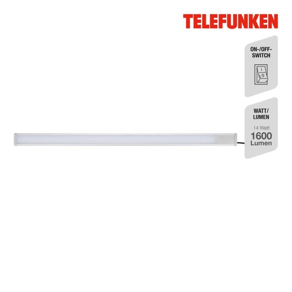 Unterbauleuchte Telefunken Unterbaulampe LED 14W 87,5CM 4000K Schalter Silber