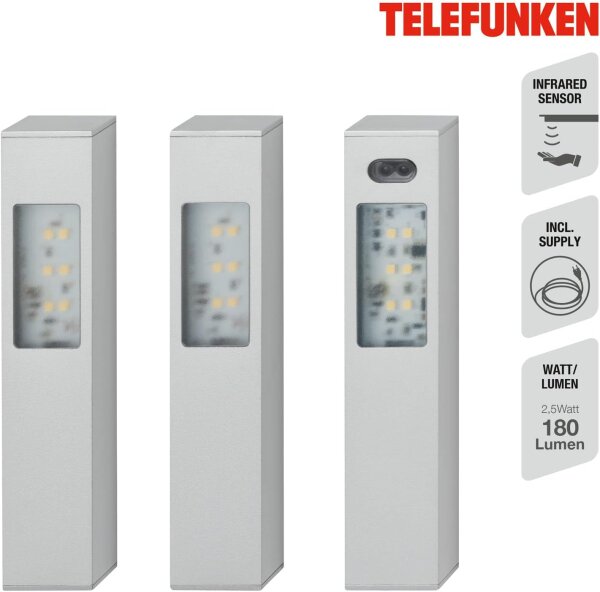 3er-Set Unterbauleuchten, Aluminium, 3x2,5W, 4000K, 16 x 3 x 1,5 cm – Telefunken