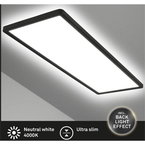 Deckenleuchte Briloner Panel schwarz Backlight LED 22W 58cm