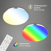 B-Kartonage Badleuchte Briloner LED 24W Ø 45,5CM Badezimmerlampe Dimmbar CCT RGB IP44 Glitzereffekt Deckenleuchte Fernbedienung Rund Chrom