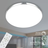 B-Kartonage Badleuchte Briloner LED 24W Ø 45,5CM Badezimmerlampe Dimmbar CCT RGB IP44 Glitzereffekt Deckenleuchte Fernbedienung Rund Chrom